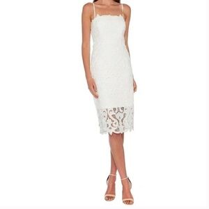 Bardot Line Lace Sheath Dress, Size Medium